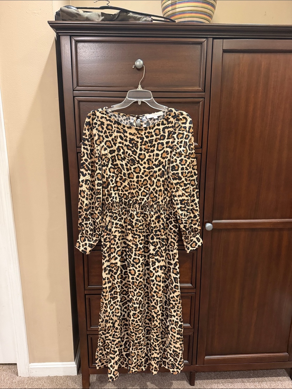 LOFT Leopard Print Maxi Dress in Tan and Black